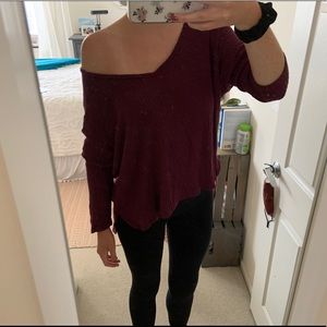 AE Off the Shoulder Ribbed Sweater